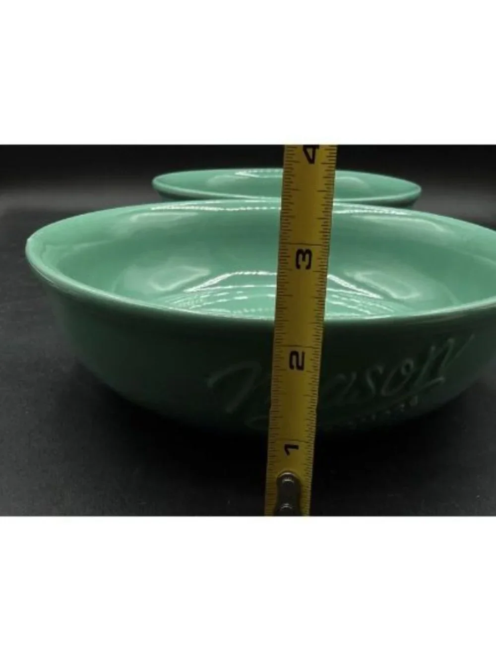2 Mason Craft and More 8” Teal Green Soup Serving Bowls Classic Mason Jar Style
